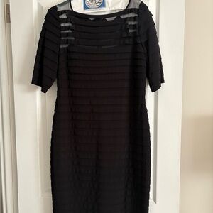 Adrianna Papell Black Layered Midi Dress